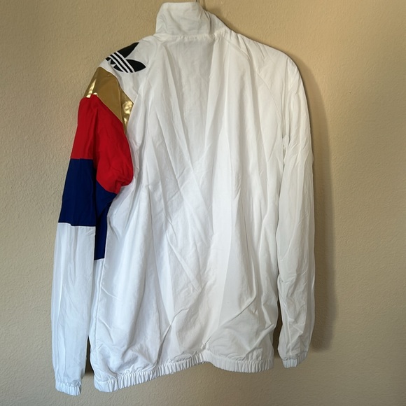 Adidas White Track Jacket Gold, Red, and Blue Design Urban Outfitters Medium - Picture 10 of 10